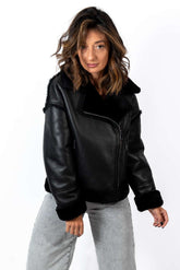 Women's exclusive lambskin coat Bisera Black